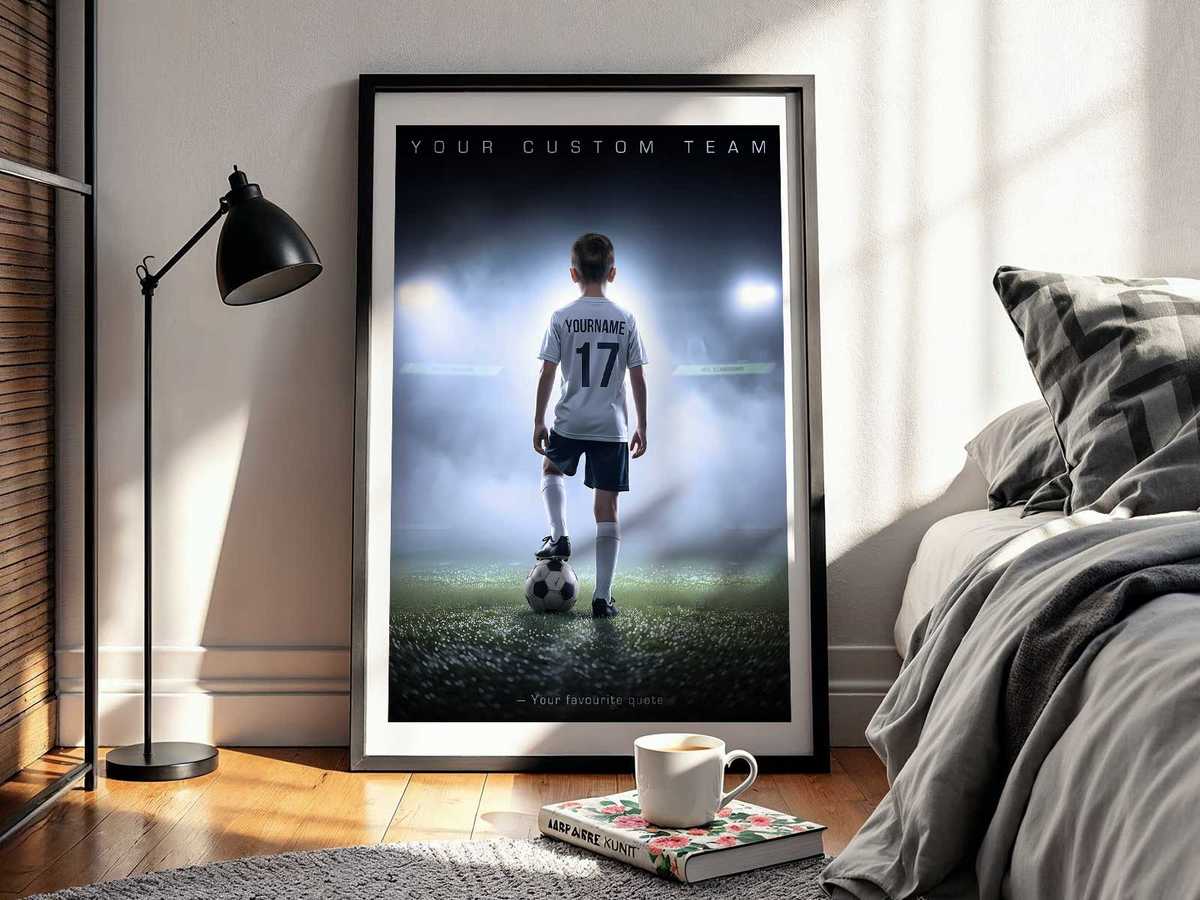 Dynamic action shot of a senior making a play with overlayed tribute text and season highlights
