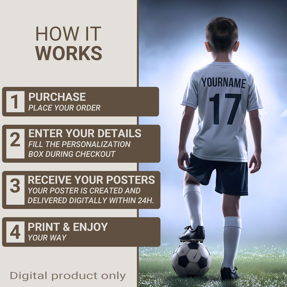Poster listing character qualities like kindness, hustle, and respect with icons