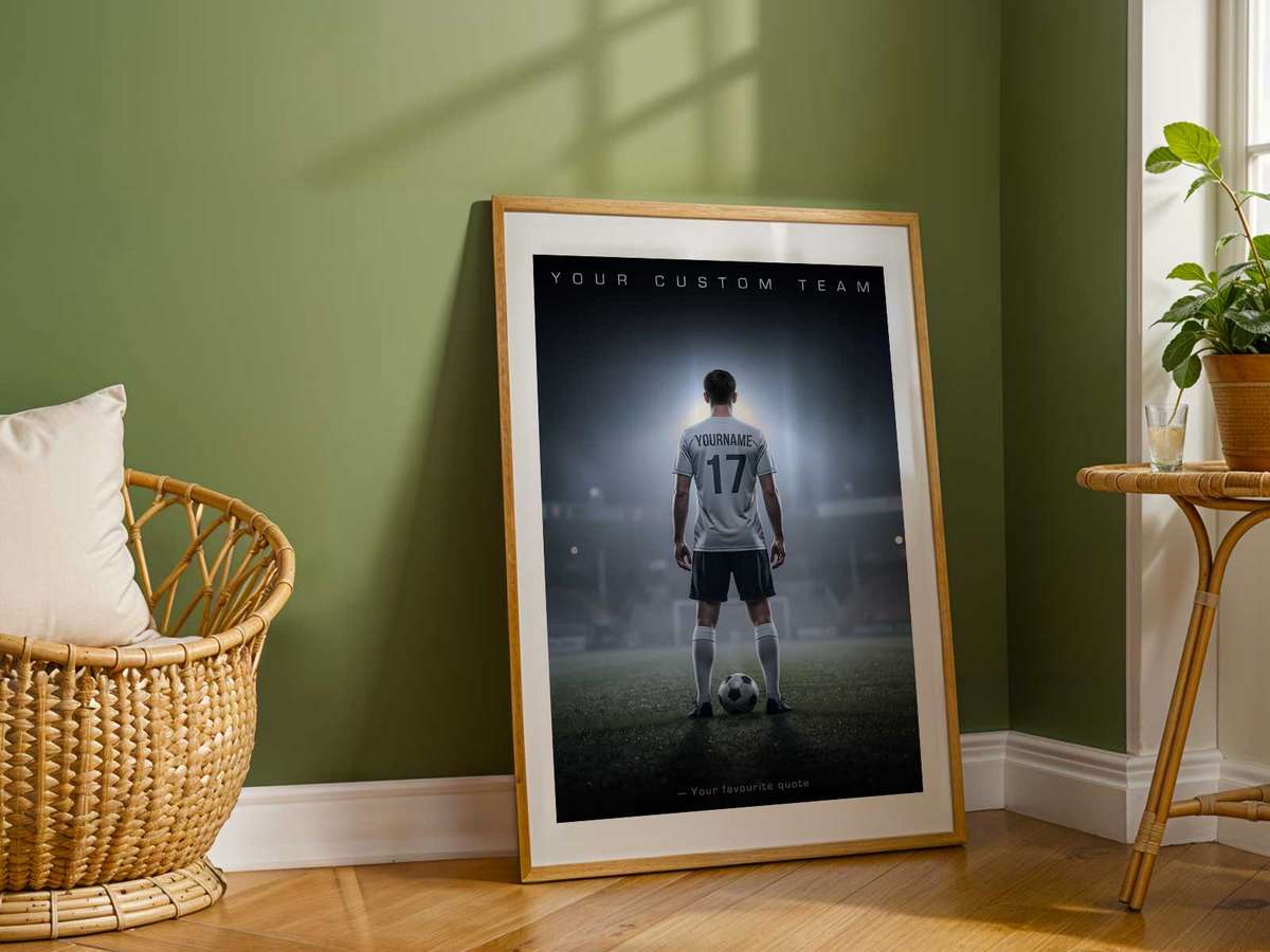 Framed printed coach strategy sketch with handwriting and game notes as personalized decor