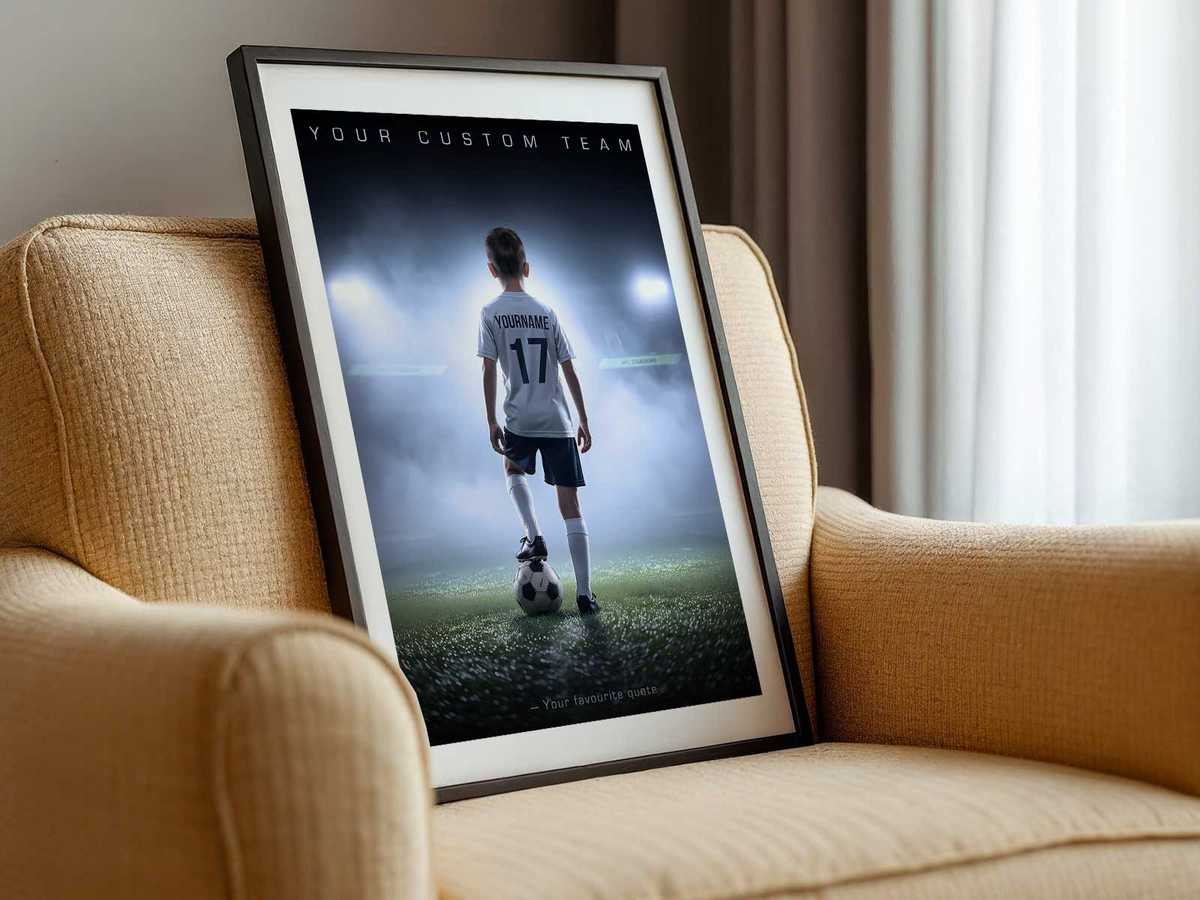 Framed custom jersey with player number and embroidered name, mounted in a shadow box