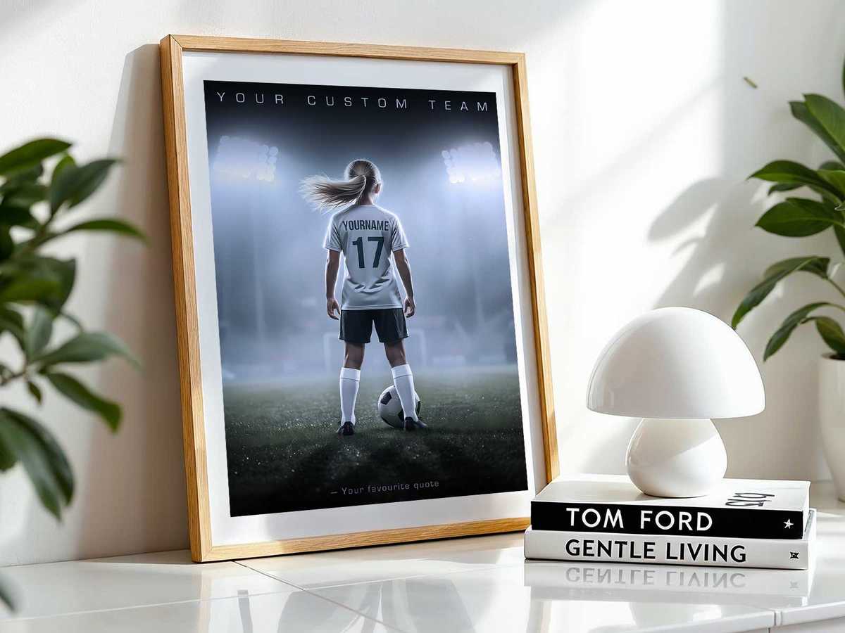 Poster-style custom playbook print showing a memorable tactic and season highlights suitable for wall display