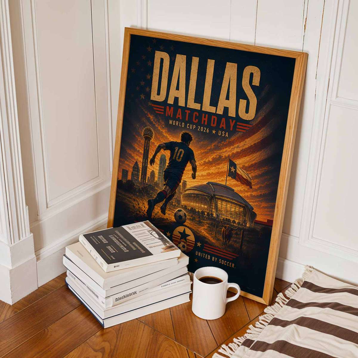 Illustrated poster capturing the decisive final kick with dramatic lighting and spectators in the background