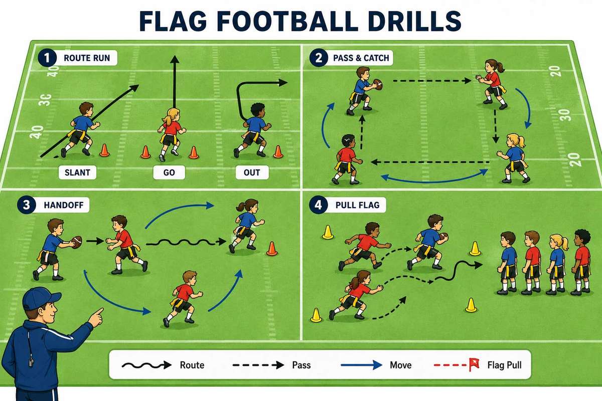 Coach setting up a cone grid on a 20x20 yard area to structure passing lanes and support angles