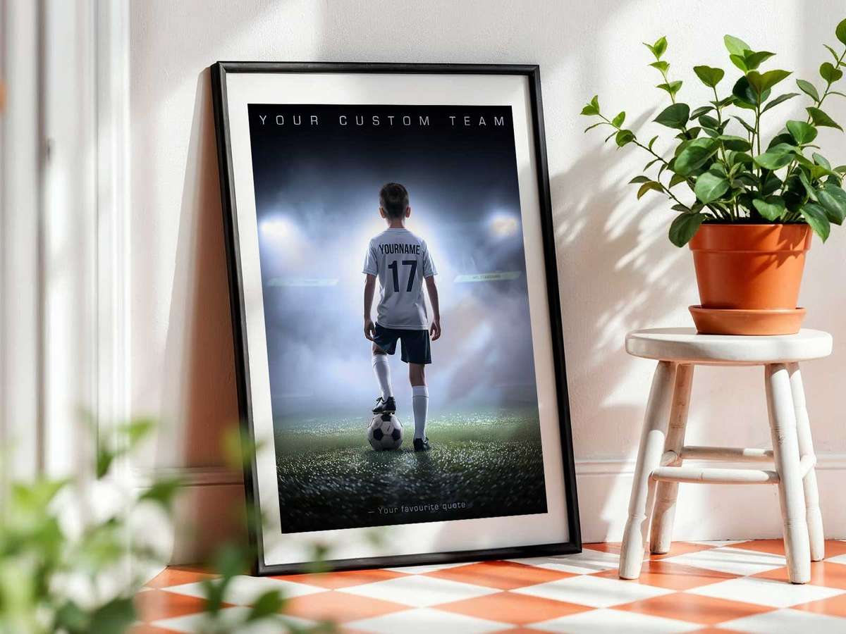 Stylized illustration of Gifts to Give Football Players presented through stadium energy with competitive movement