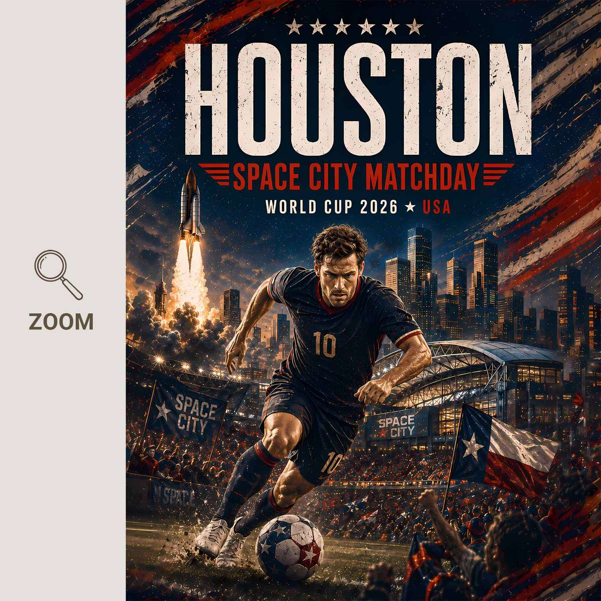 Close-up of stadium illumination and floodlights on the final night in Houston