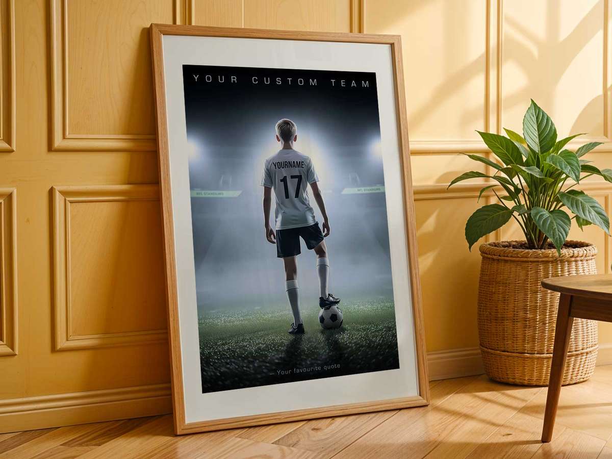 Poster depicting a stylized medal and silhouettes representing captaincy and mentorship on the field