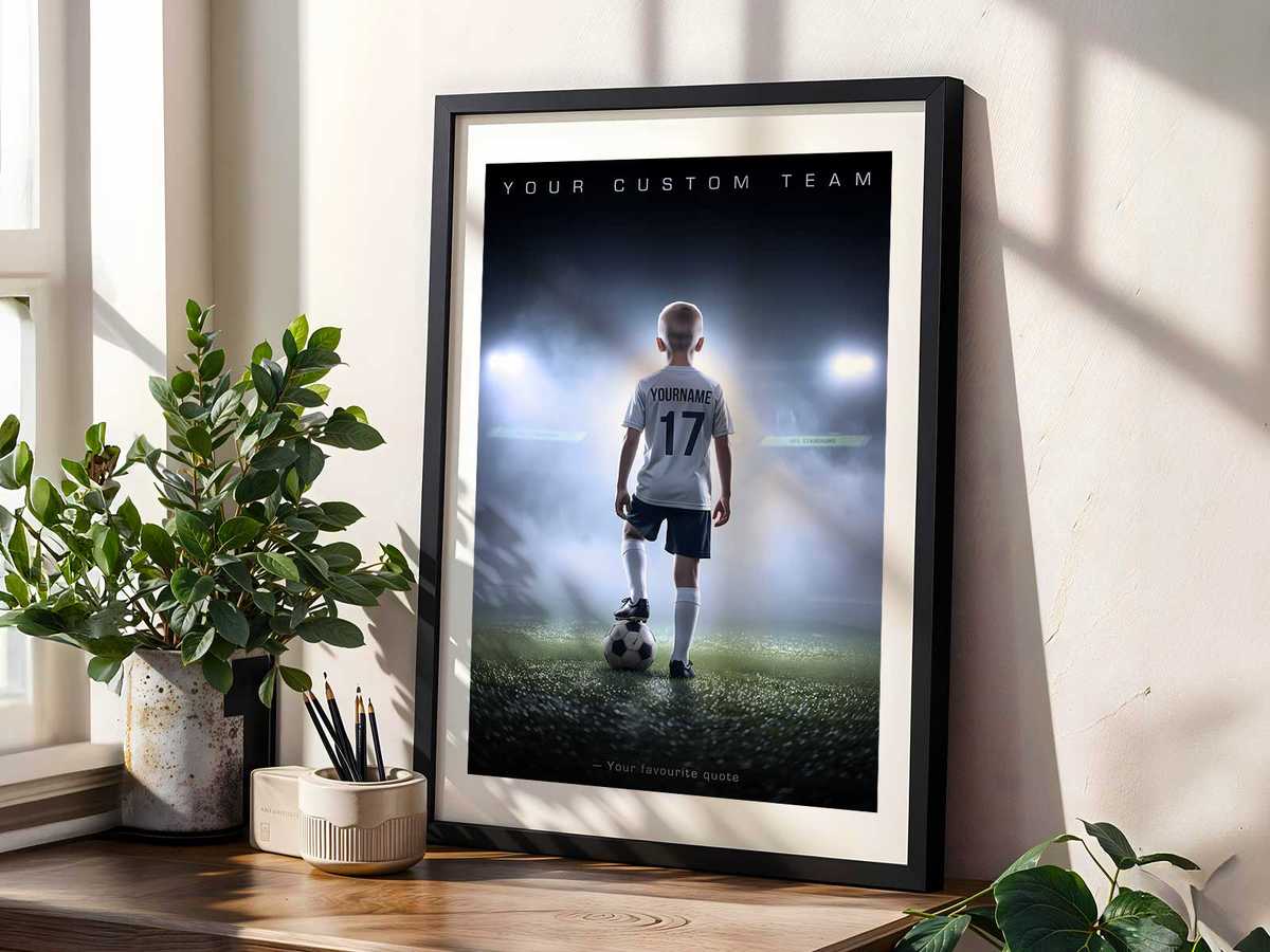 Artful poster that stylizes a season calendar with highlighted match days and handwritten notes about family rituals