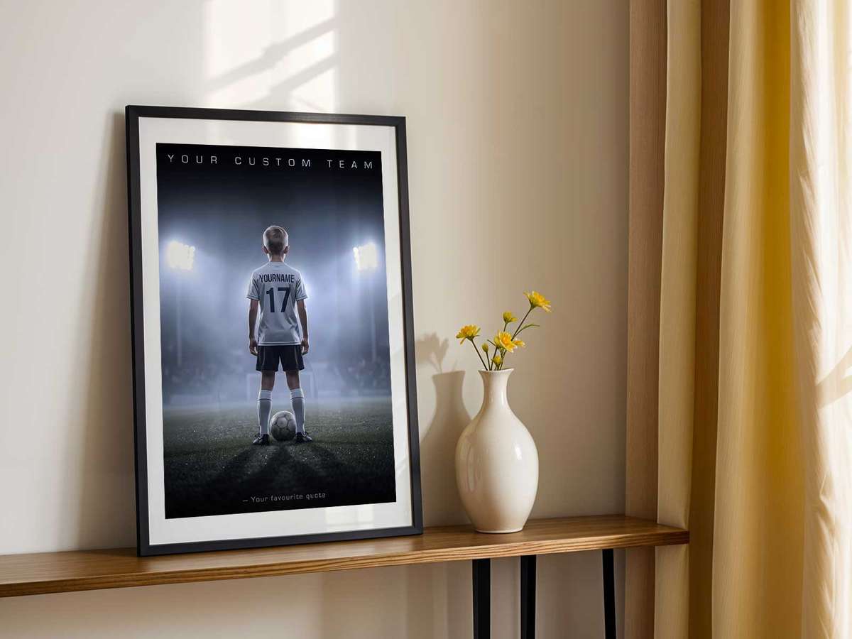 A ticket and photo displayed in a shadow box frame labeled match day memories