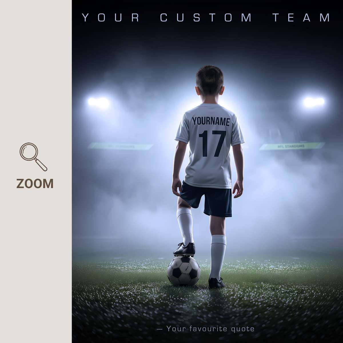 Large canvas print showing a youth soccer team lined up on the field smiling after a match