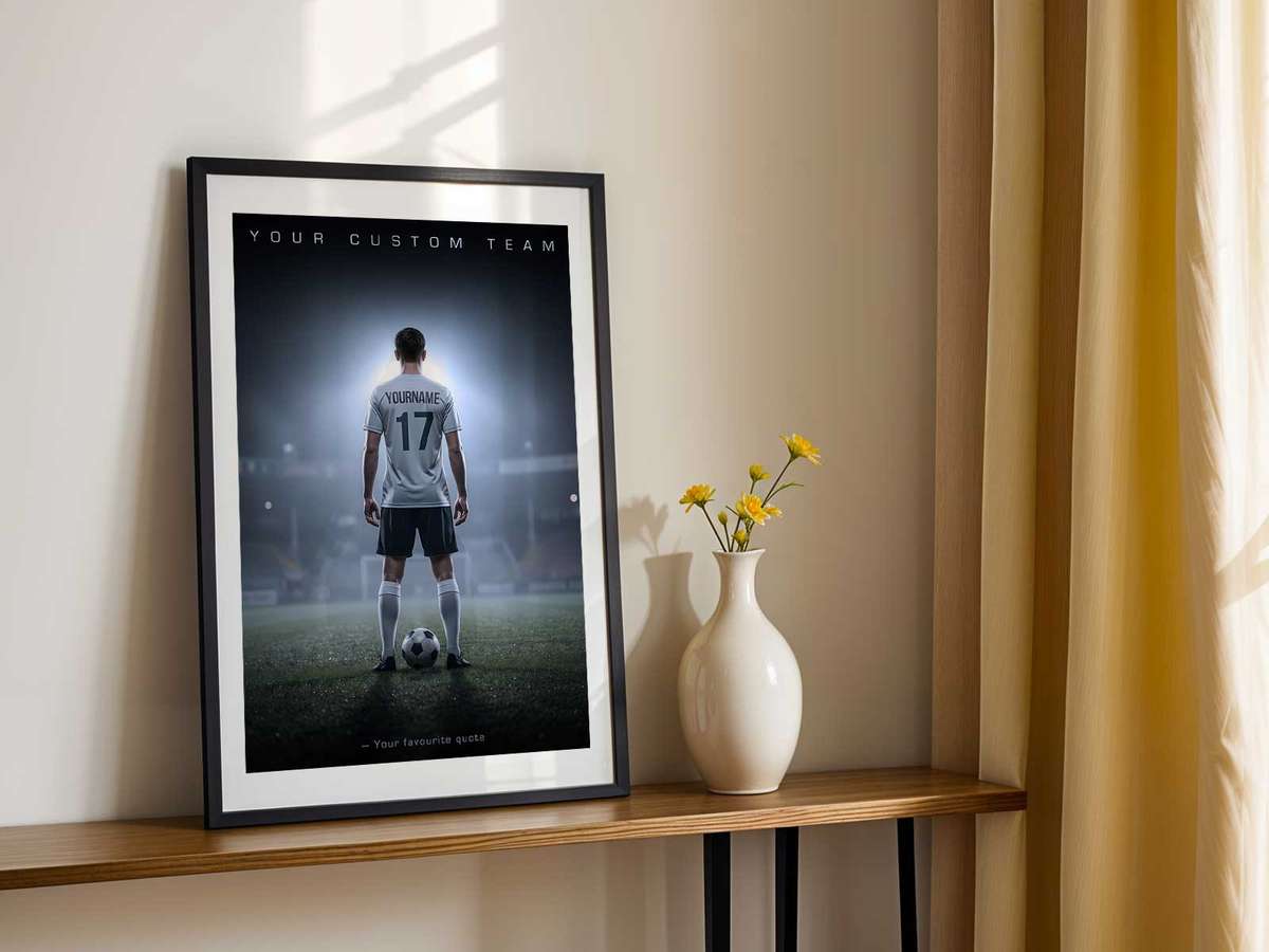 Personalized tactical soccer diagram poster with custom play and initials