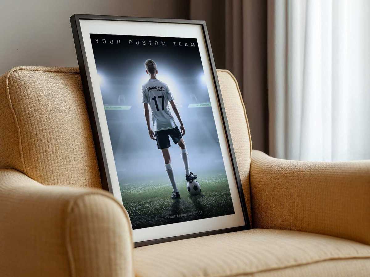 Silhouette of a stadium at sunset with subtle player outlines, ideal for minimalist poster designs