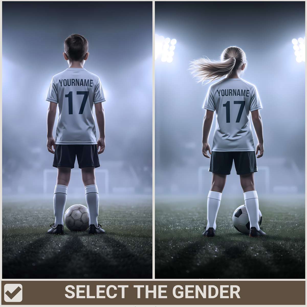 Senior player silhouette with motivational quote overlaid in bold typography