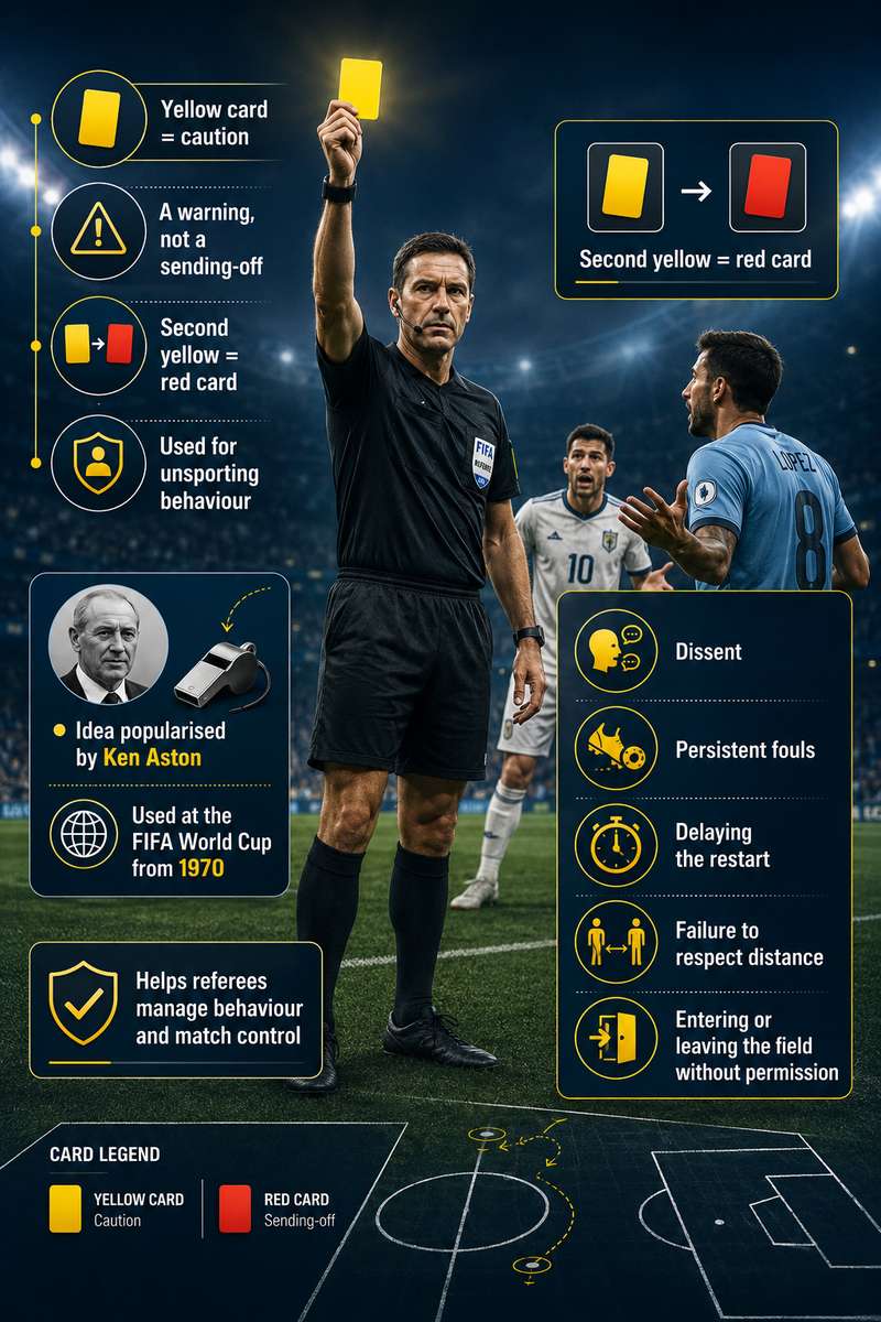 Player reacting while receiving a yellow card from the match official on the pitch